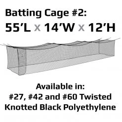 JUGS #2 Cage Twisted Knotted Polyethylene #42 Net 55 X 14 X12: N2000 Batting Cages
